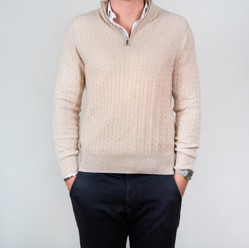 Cashmere Cable-knit Half Zip