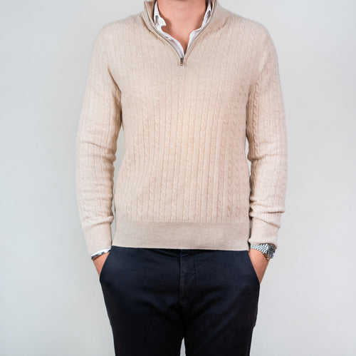 Cashmere Cable-knit Half Zip