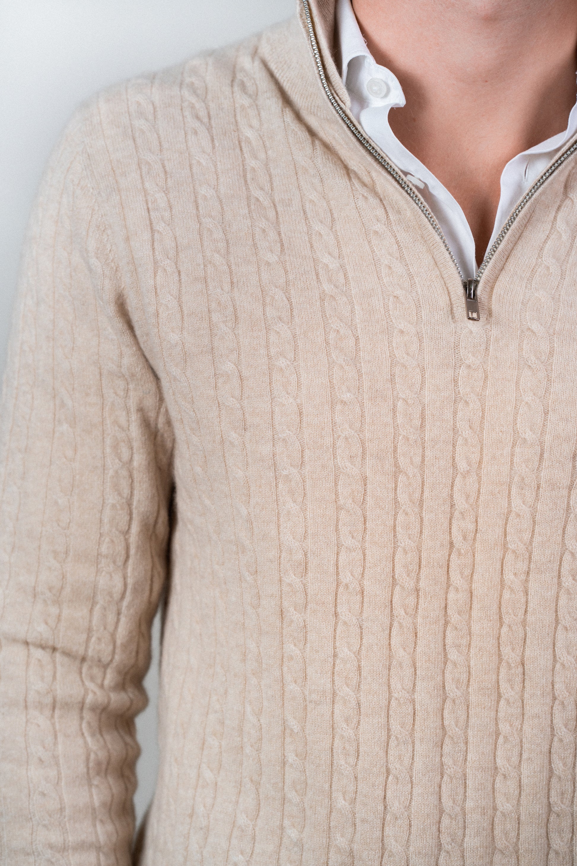 Cashmere Cable-knit Half Zip
