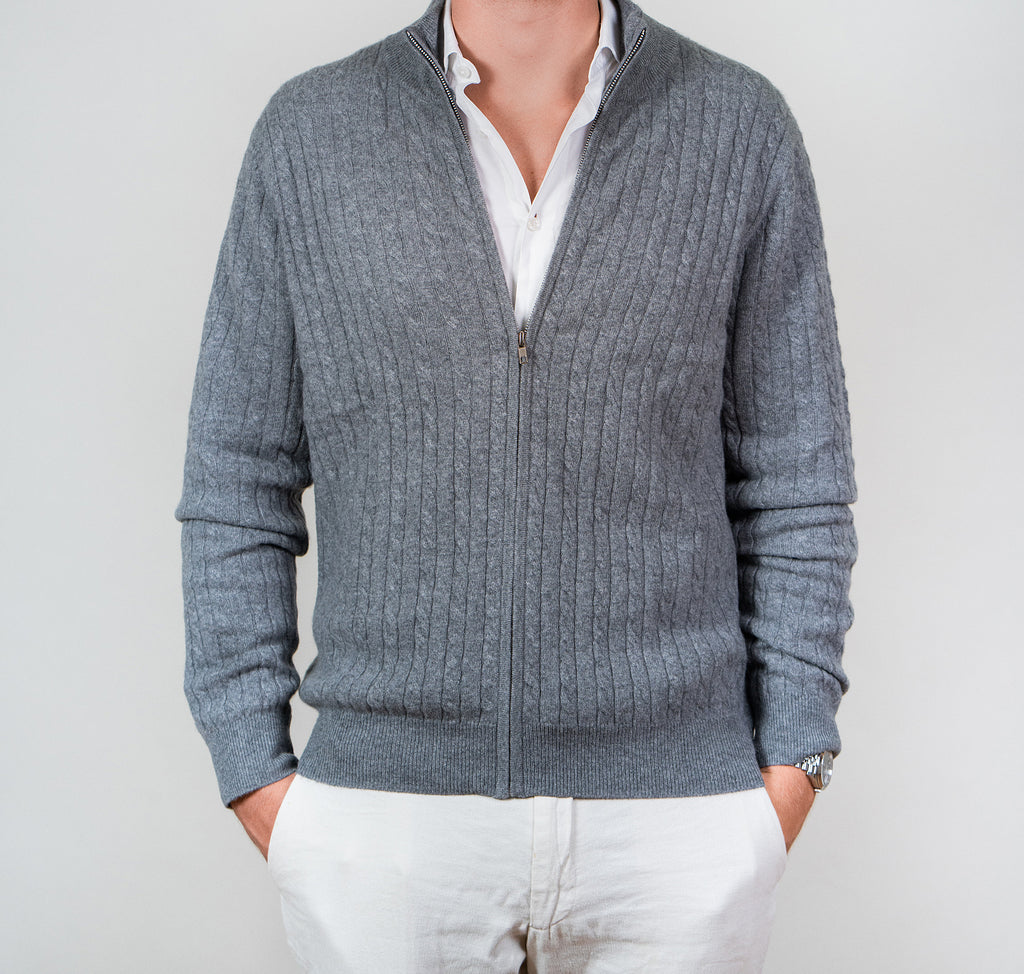 Cashmere Cable-knit Full-zip