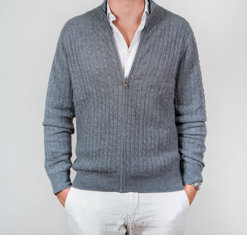 Cashmere Cable-knit Full-zip